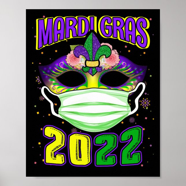 Mardi Gras 2022 mit Facebook Maske Fesstival Poster (Vorne)