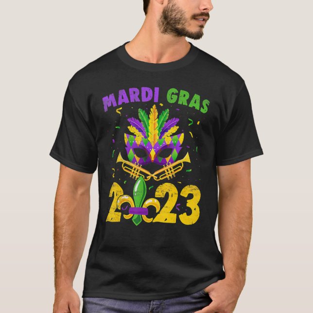 Mardi Gras 2023 Beads Maske Party Festival Boys Gi T-Shirt (Vorderseite)