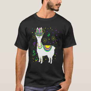 Mardi Gras 2023 Lama Mit Feder Masken Umzug Fan T-Shirt
