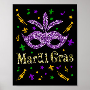 Mardi Gras 2025 - Frauen Mädchen New Orleans Maske Poster