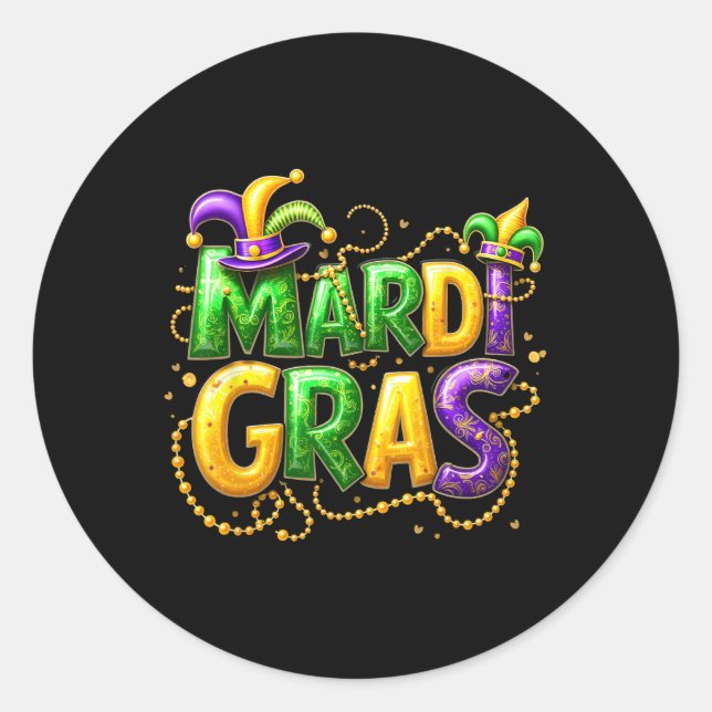 Mardi Gras 2025 Outfits for Men Women Runder Aufkleber (Vorderseite)