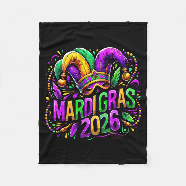 Mardi Gras 2026 Jester Hat Carnival New Orleans Fl Fleecedecke (Vorderseite)