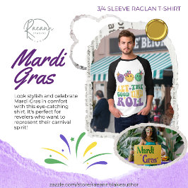 Mardi Gras 3/4 Sleeve Raglan T - Shirt