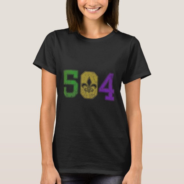 Mardi Gras 504 Nola T-Shirt (Vorderseite)