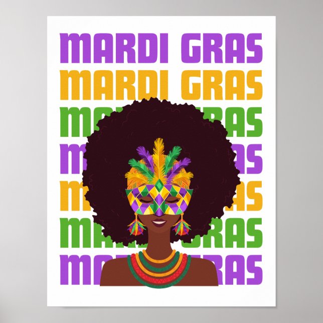 MARDI GRAS Afro Königin Poster (Vorne)