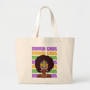 MARDI GRAS Afro Queen Jumbo Stoffbeutel