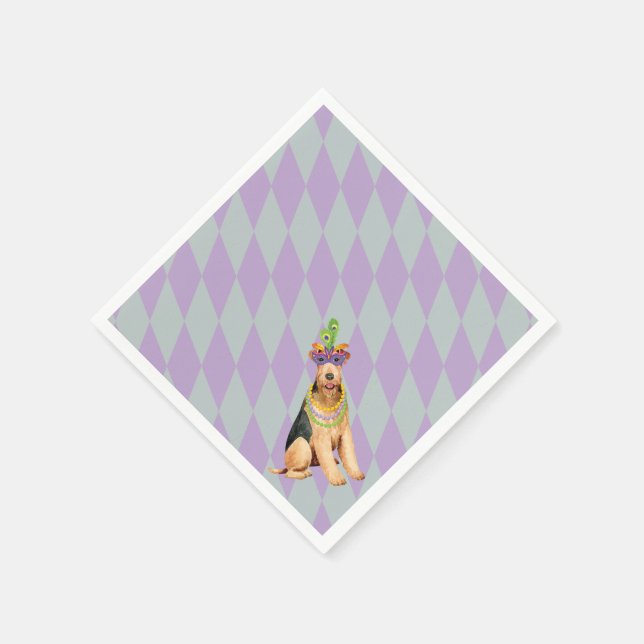 Mardi Gras Airedale Serviette (Ecke)