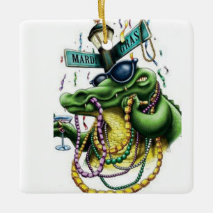 Mardi Gras Alligator Bourbon St Weihnachtsschmuck
