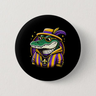 Mardi Gras Alligator Boys Men Mardi Gras 1 Button