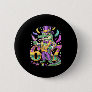 Mardi Gras Alligator Gentleman Schwanznummer 67 Ka Button