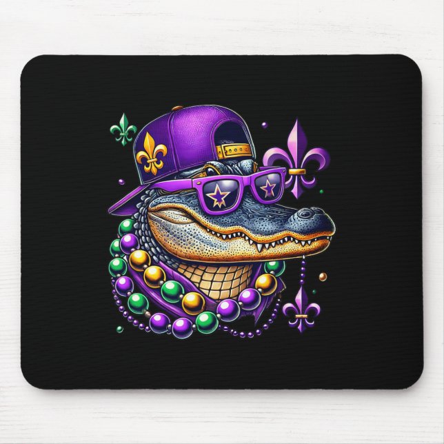 Mardi Gras Alligator Mardigator Crocodile Kids Boy Mousepad (Vorne)