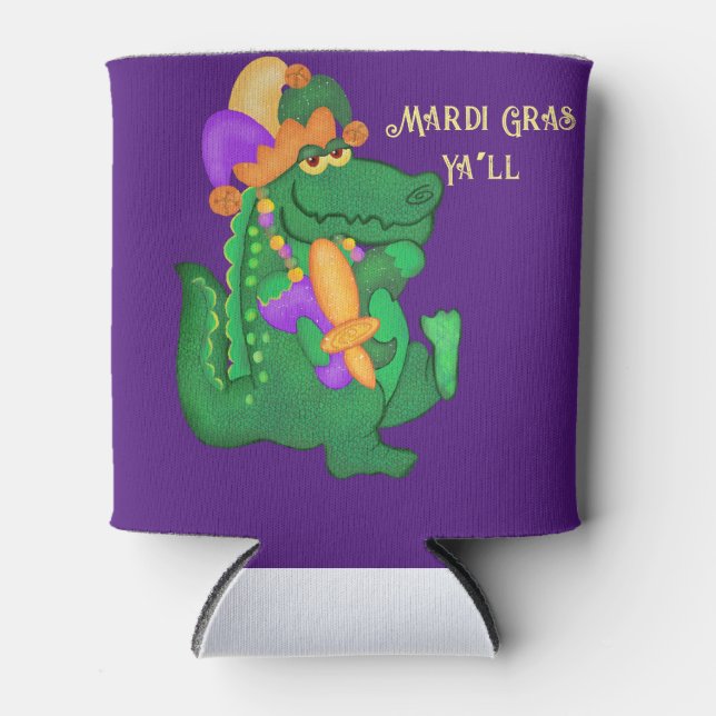 Mardi Gras Alligator mit Lilie Dosenkühler (Vorderseite)