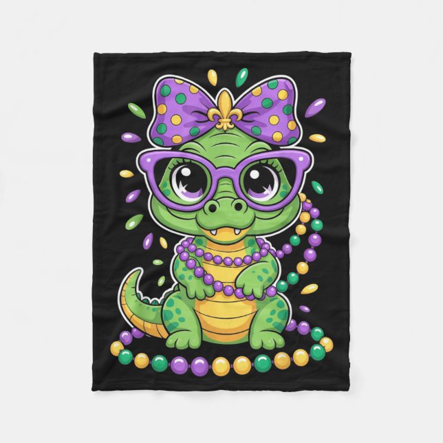Mardi Gras Alligator Perlen Bogen Kinder Frauen  Fleecedecke (Vorderseite)