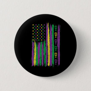 Mardi Gras American Flag USA Flag Mardi Gras Costu Button