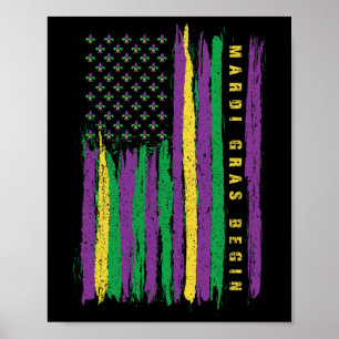 Mardi Gras American Flag USA Flag Mardi Gras Costu Poster