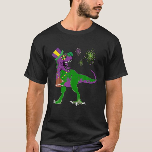 Mardi Gras American Football Trex Dinosaur For Car T-Shirt (Vorderseite)