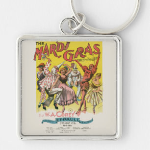 Mardi Gras Antik Gelb Poster Schlüsselanhänger