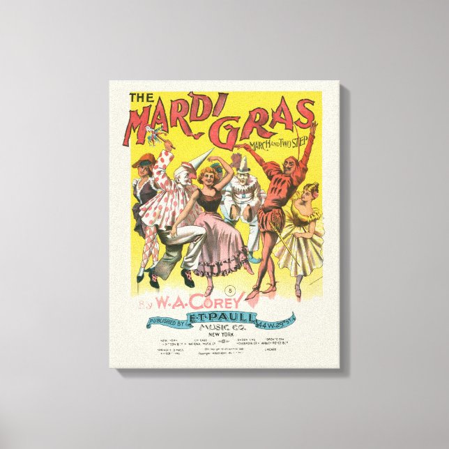 Mardi Gras Antique Yellow Poster Leinwanddruck (Vorderseite)