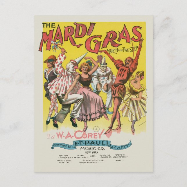 Mardi Gras Antique Yellow Poster Postkarte (Vorderseite)