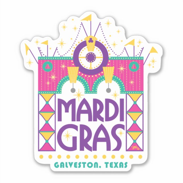 Mardi Gras Arch, Galveston, Texas Aufkleber (Vorderseite)