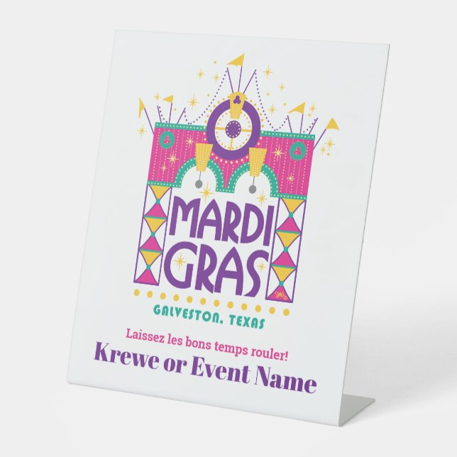 Mardi Gras Arch, Galveston, Texas Sockelschild (Vorderseite)