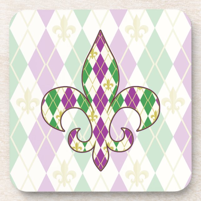 Mardi Gras Argyle-Platz-Setzer Untersetzer (Vorderseite)