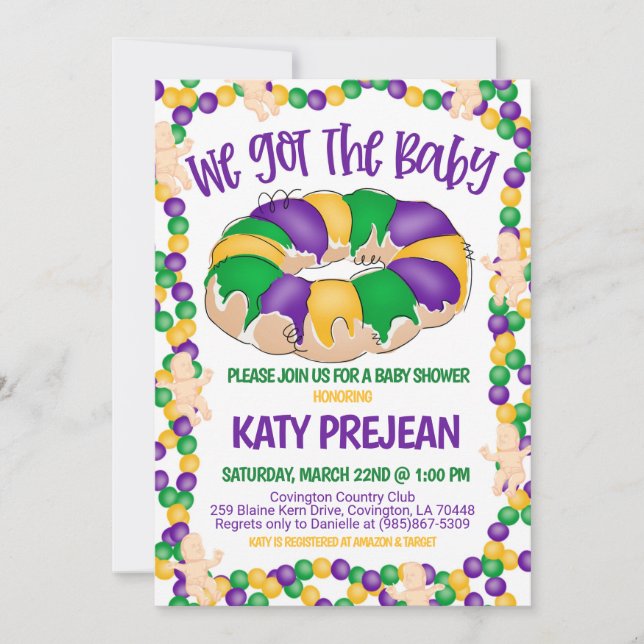 Mardi Gras Baby shower Invitation (Devant)