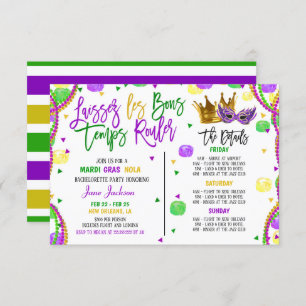 Mardi Gras Bachelorette Invitation du week-end