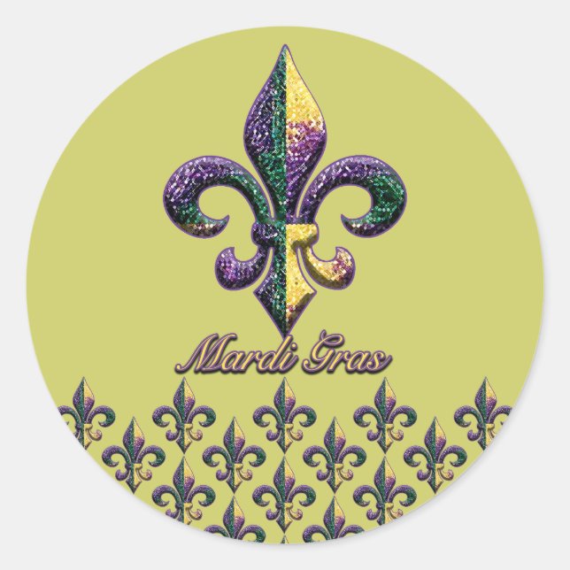 Mardi Gras bead Lilie 2 Runder Aufkleber (Vorderseite)