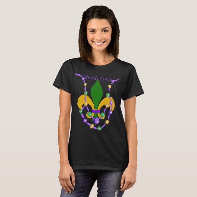 Mardi Gras Bead Necklace und Lilie T-Shirt (Vorne ganz)
