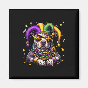 Mardi Gras Bead Pitbull Festival Moon and Stars Magnet