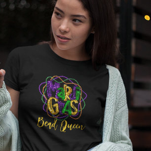 Mardi Gras Bead Queen Benutzerdefinierter Text T-Shirt