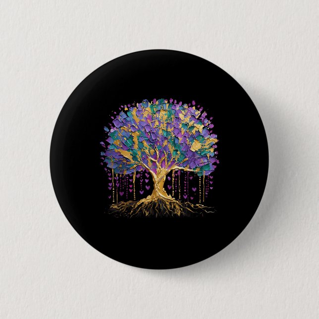 Mardi Gras Bead Tree Fantastische Bergwelten im Va Button (Vorderseite)