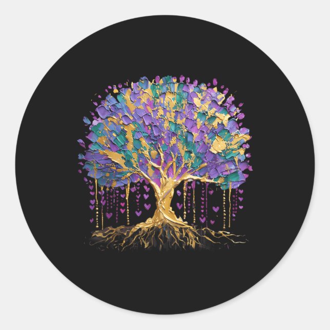Mardi Gras Bead Tree Fantastische Bergwelten im Va Runder Aufkleber (Vorderseite)