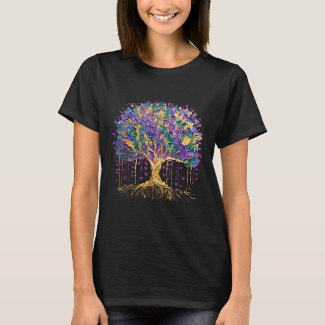 Mardi Gras Bead Tree Fantastische Bergwelten im Va T-Shirt (Vorderseite)