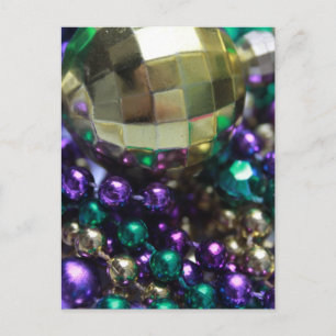 Mardi Gras Beads Gold Postcard Einladung Template