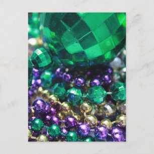 Mardi Gras Beads Grüne Postkarte Einladungen