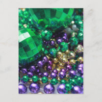 Mardi Gras Beads Grünes Party Postkarten Einladung