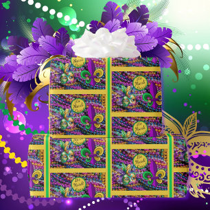 Mardi Gras Beads Mask Lilie Geschenkpapier