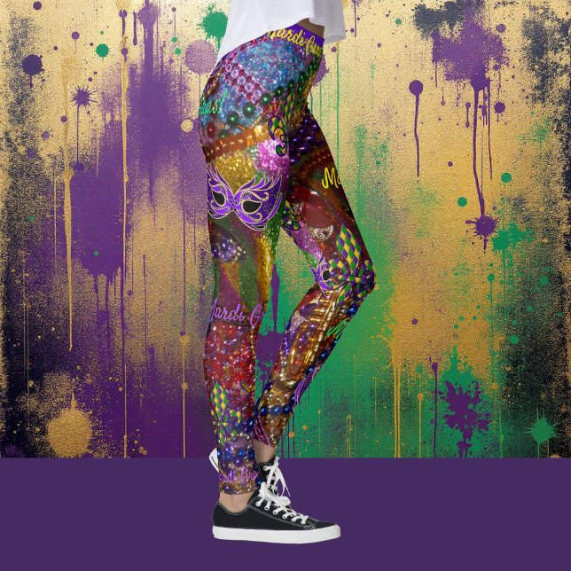 Mardi Gras Beads Masken Leggings Komfortable Pants (Von Creator hochgeladen)