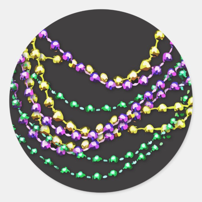 Mardi Gras Beads Necklaces Runder Aufkleber (Vorderseite)