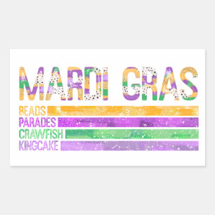 Mardi Gras Beads Parades Crawfish King Cake Rechteckiger Aufkleber