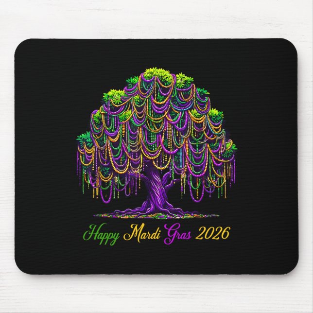 Mardi Gras Beads Tree 2026 Carnival Festival New O Mousepad (Vorne)