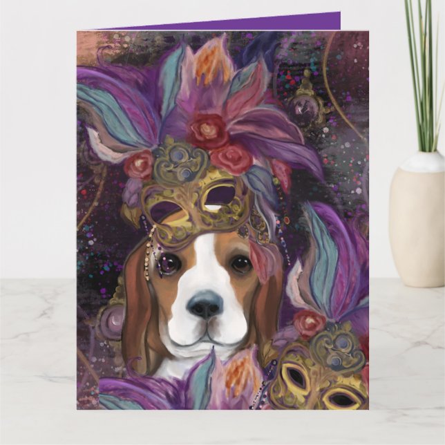 MARDI GRAS BEAGLE KARTE (Vorderseite)