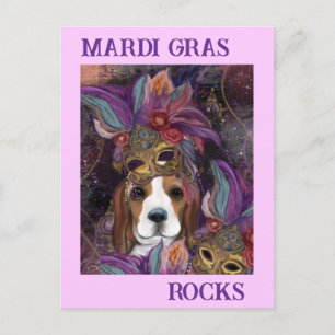 MARDI GRAS BEAGLE POSTKARTE