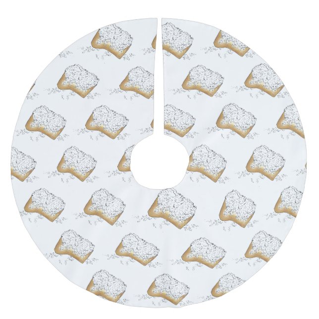 Mardi Gras Beignet Pastry New Orleans Louisiana Polyester Weihnachtsbaumdecke (Vorderseite)