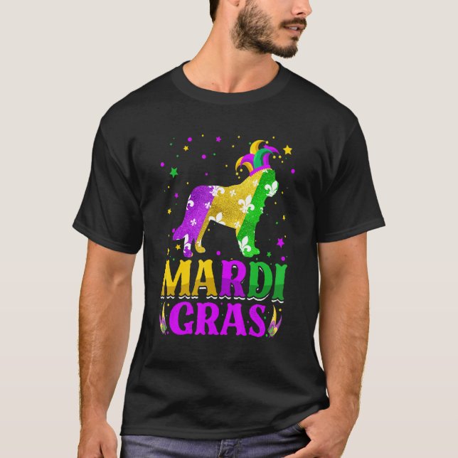 Mardi Gras Bernard Dog Lover Carnival Jester T-Shirt (Vorderseite)