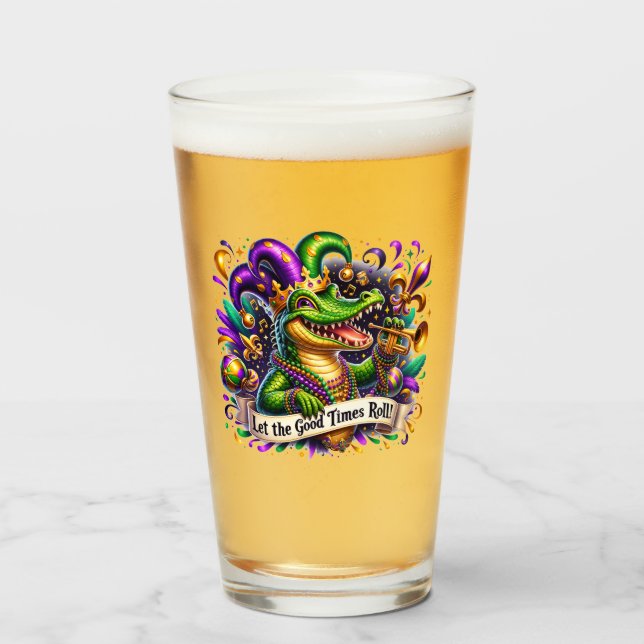 Mardi Gras Bier Glas (Vorne (Gefüllt))