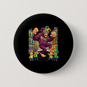Mardi Gras Bigfoot Sasquatch Neue Grafik Kunst Button