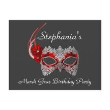 "Mardi Gras Birthday" - Party Einladung